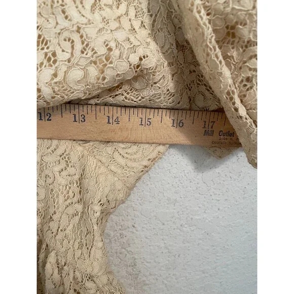Jealous Tomato Womens Lace Peplum Top Size M Beige Romantic Coquette Babydoll - Picture 5 of 7
